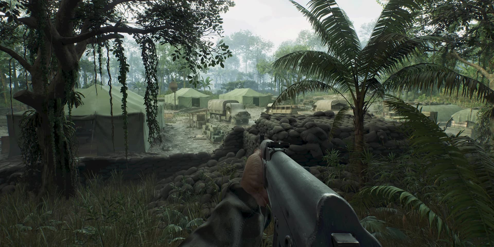 Official Hell Let Loose Vietnam jungle position with a weapon in view