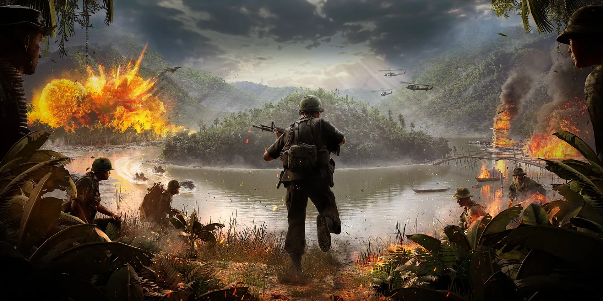 Official Hell Let Loose Vietnam battlefield scene used as helicopter role context