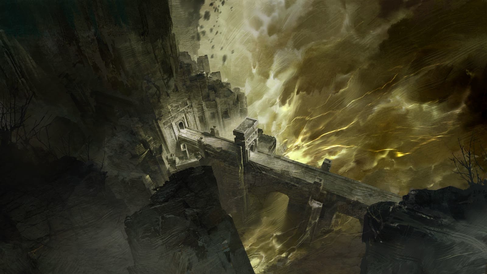 Official Mistfall Hunter artwork showing the Gyldenmist ruins